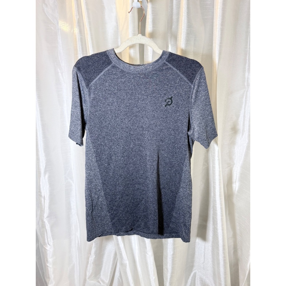 Peloton Training Shirt Mens Medium Gray Seamless Knit Short Sleeve Activewear